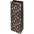 VREČKA DARILNA ZA STEKLENICO ČRNA Z MOTIVI NOVOLETNIH JELK 39X12X 9