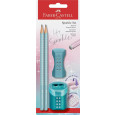 KOMPLET SVINČNIK B FABER-CASTELL+RADIRKA+ŠILČEK SPARKLE COSMIC OCEAN