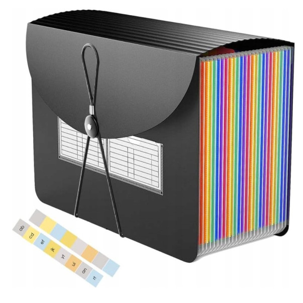 MAPA ZA DOKUMENTE 24-DELNA HARMONIKA BARVNI ŽEPI S POKROVOM LEVIA 615006