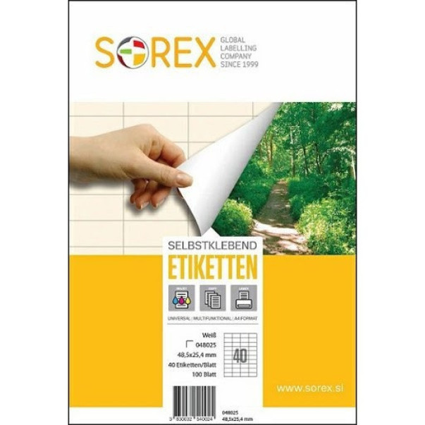 ETIKETE SOREX 38X21,2  ZELENA 1/100