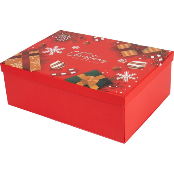 ŠKATLA DARILNA 29X21X10CM MERRY CHRISTMAS RDEČA