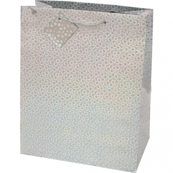 VREČKA DARILNA A4 PLASTIFICIRANA MAT SREBRNA HOLOGRAM