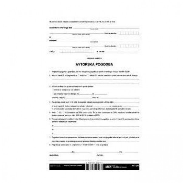 OBRAZEC 0,72 POGODBA O AVTOR. DELU