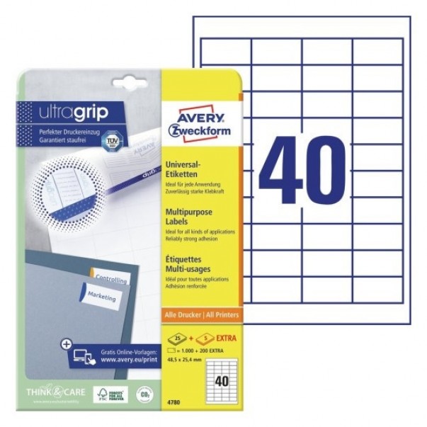 ETIKETE ZWECKFORM 4780 48,5X25,4MM 1/25