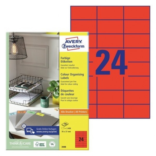 ETIKETE ZWECKFORM 3448 RDEČE 70X37