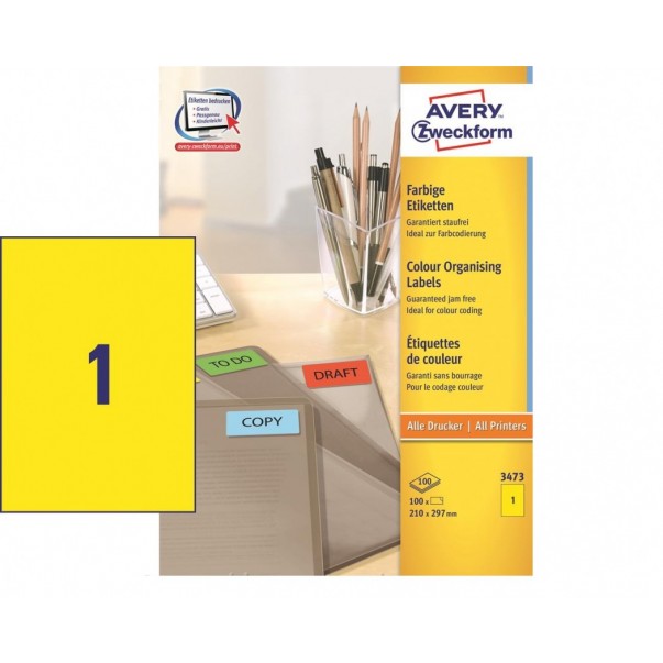 ETIKETE ZWECKFORM 3473 RUMENE 210X297MM