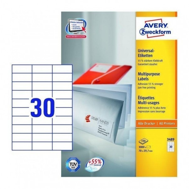 ETIKETE ZWECKFORM 3489 70X29,7MM