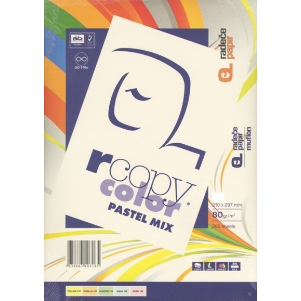 PAPIR BARVNI A3 R-COPY 80GR MIX PASTEL 1/200