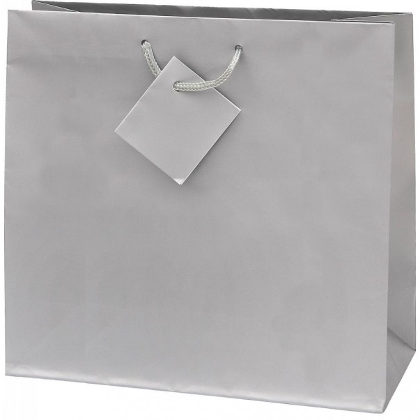 VREČKA DARILNA PLASTIFICIRANA MAT SREBRNA HORIZONTAL
