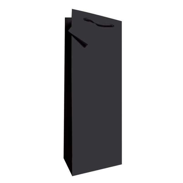 VREČKA DARILNA ZA STEKLENICO PLAST. MAT (ČRNA)