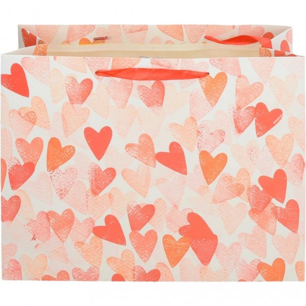 VREČKA DARILNA A4 HORIZONTAL SRČKI 33X12X26