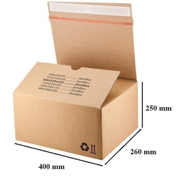 ŠKATLA PAKETNA SAMOLEPILNA SENDBOX 400X260X150MM S60