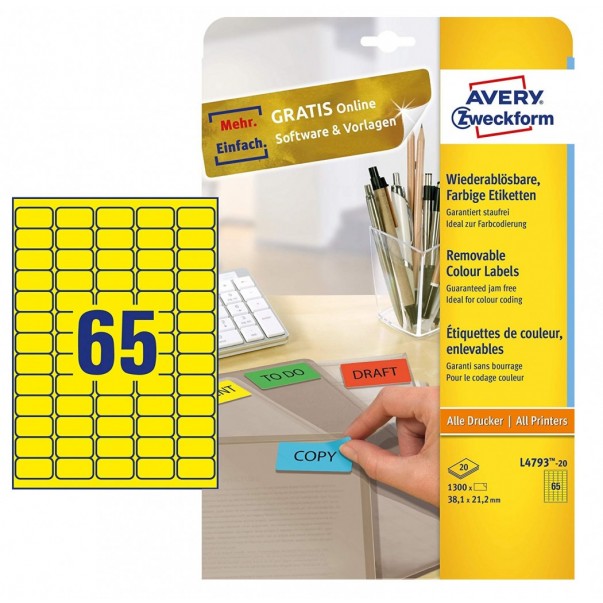 ETIKETE ZWECKFORM L4793 1/20 RUMENA