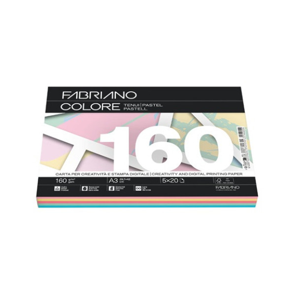 PAPIR BARVNI MIX A3 160G PASTEL FABRIANO COLORE 1/100
