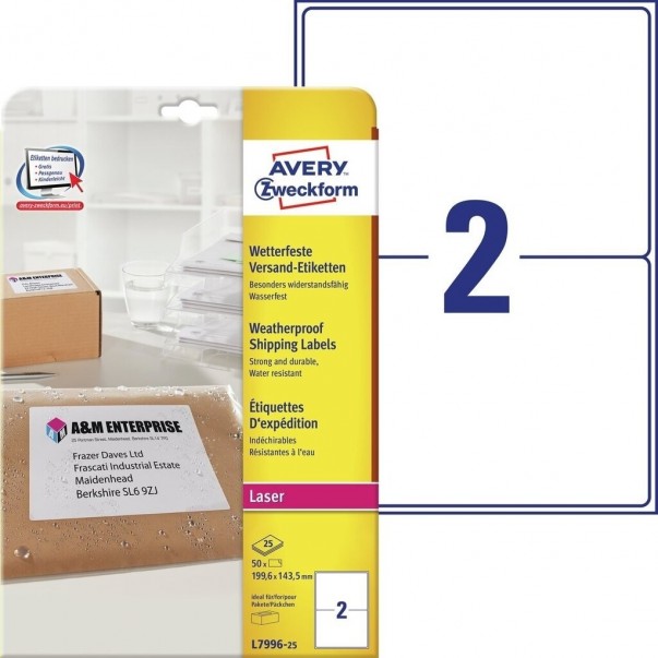 ETIKETE ZWECKFORM L7996 1/25 199,6 X 143,5 MM