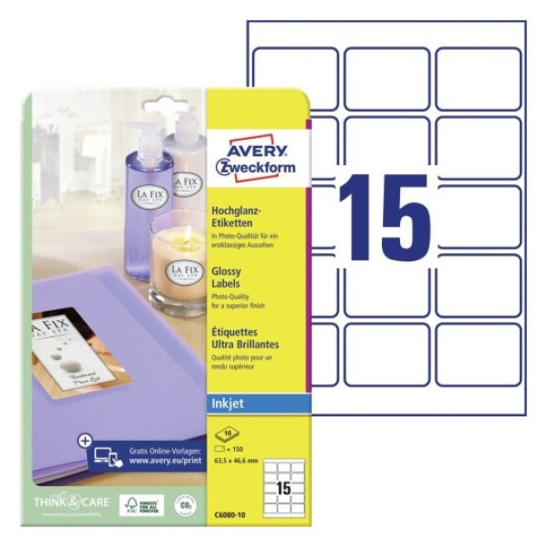 ETIKETE ZWECKFORM C6080-10 SVETLEČE 63,5X46,6MM