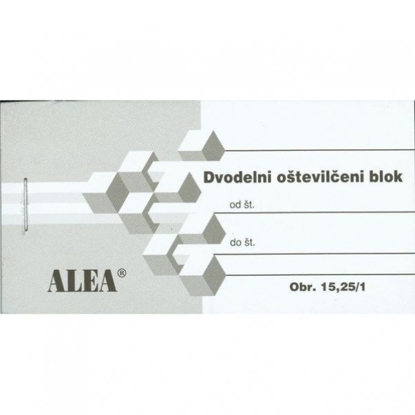 OBRAZEC 15,25/1 DVODELNI OŠTEVILČENI BLOK BELI
