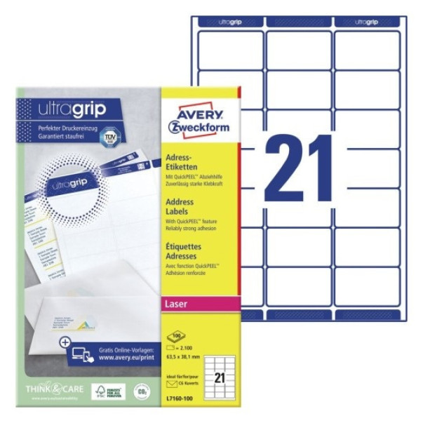 ETIKETE ZWECKFORM L7160 63,5X38,1MM 1/100