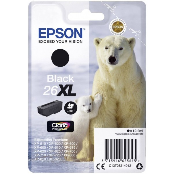 ČRNILO EPSON  C13T26214012  BLACK 26XL 500 STRANI