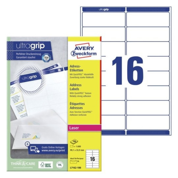 ETIKETE ZWECKFORM L7162 99,1X33,9MM 1/100