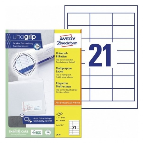 ETIKETE ZWECKFORM 3670 64X36MM 1/100