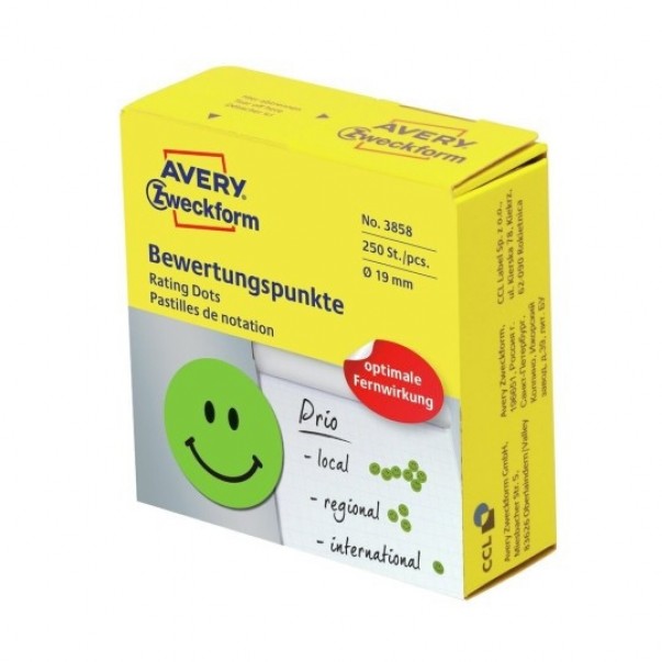 ETIKETE ZWECKFORM 3858 OKROGLE SMEŠKI ZELENI 19MM