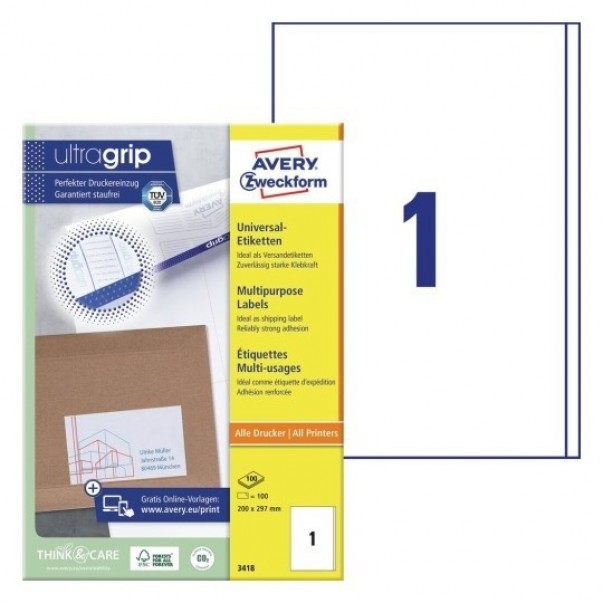 ETIKETE ZWECKFORM 3418 200X297MM