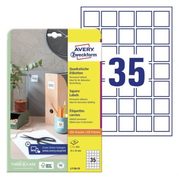 ETIKETE ZWECKFORM L7120-25 35 X 35 MM ZA QR KODE