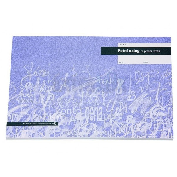OBRAZEC E.9  POTNI NALOG ZA PREVOZ STVARI A4