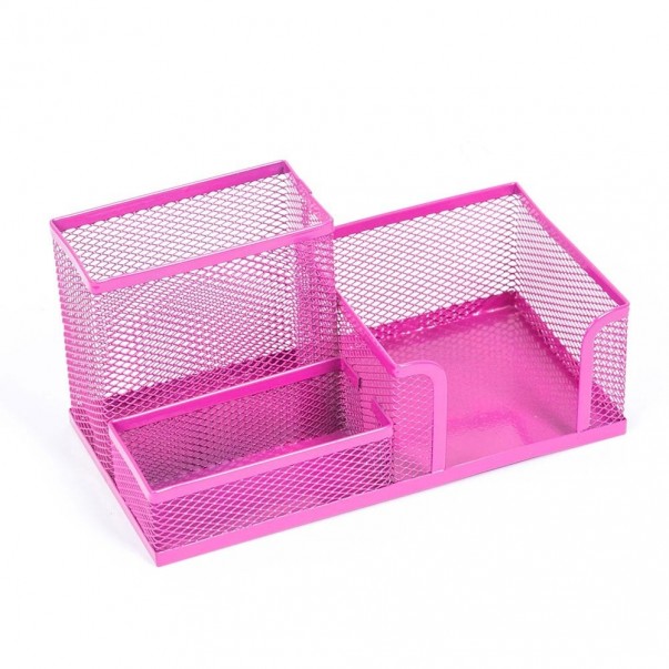 STOJALO KOVINSKO ZA SVINČNIKE, SPONKE IN LISTIČE LEVIA (ROZA)