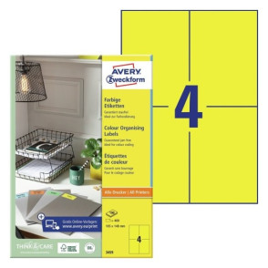 ETIKETE ZWECKFORM 3459 105X148 RUMENE 1/100