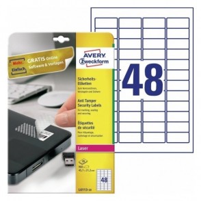 ETIKETE ZWECKFORM ZAŠČITNE ANTI TAMPER L6113-20 45,7X21,2CM