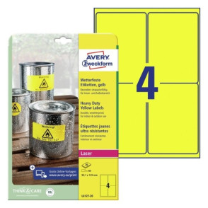 ETIKETE ZWECKFORM L6127 99,1X139MM 1/20 RUMENE