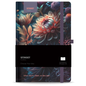 BLOK NOTES Z ELASTIKO FLOWERS BLOSSOM A6 TP ČRT 96L